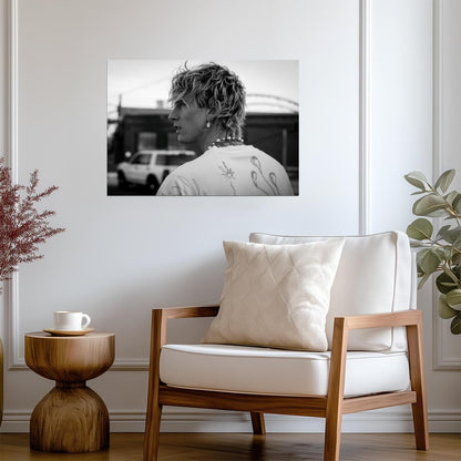 Machine Gun Kelly MGK Candid Profile | Black & White Music Poster | Modern Rock Photography - Music Poster