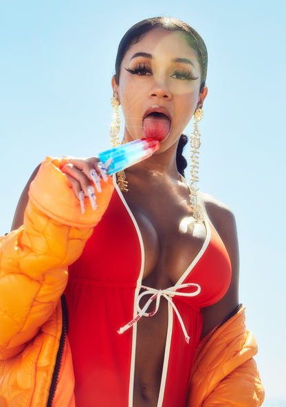 Saweetie with Popsicle | Vibrant Music Poster | Sexy Summer Wall Art - Music Poster