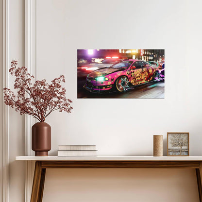 Need For Speed Unbound Mitsubishi Eclipse | Itasha Wrap Custom Car Poster | Anime Style Racing Game Art - Video Games Poster