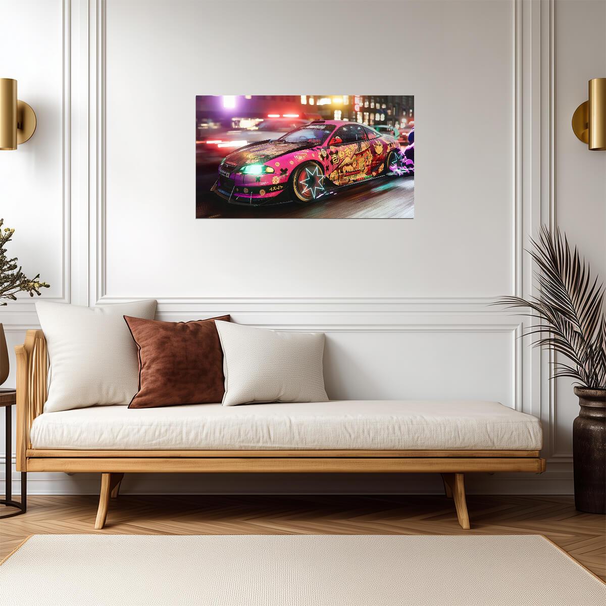 Need For Speed Unbound Mitsubishi Eclipse | Itasha Wrap Custom Car Poster | Anime Style Racing Game Art - Video Games Poster