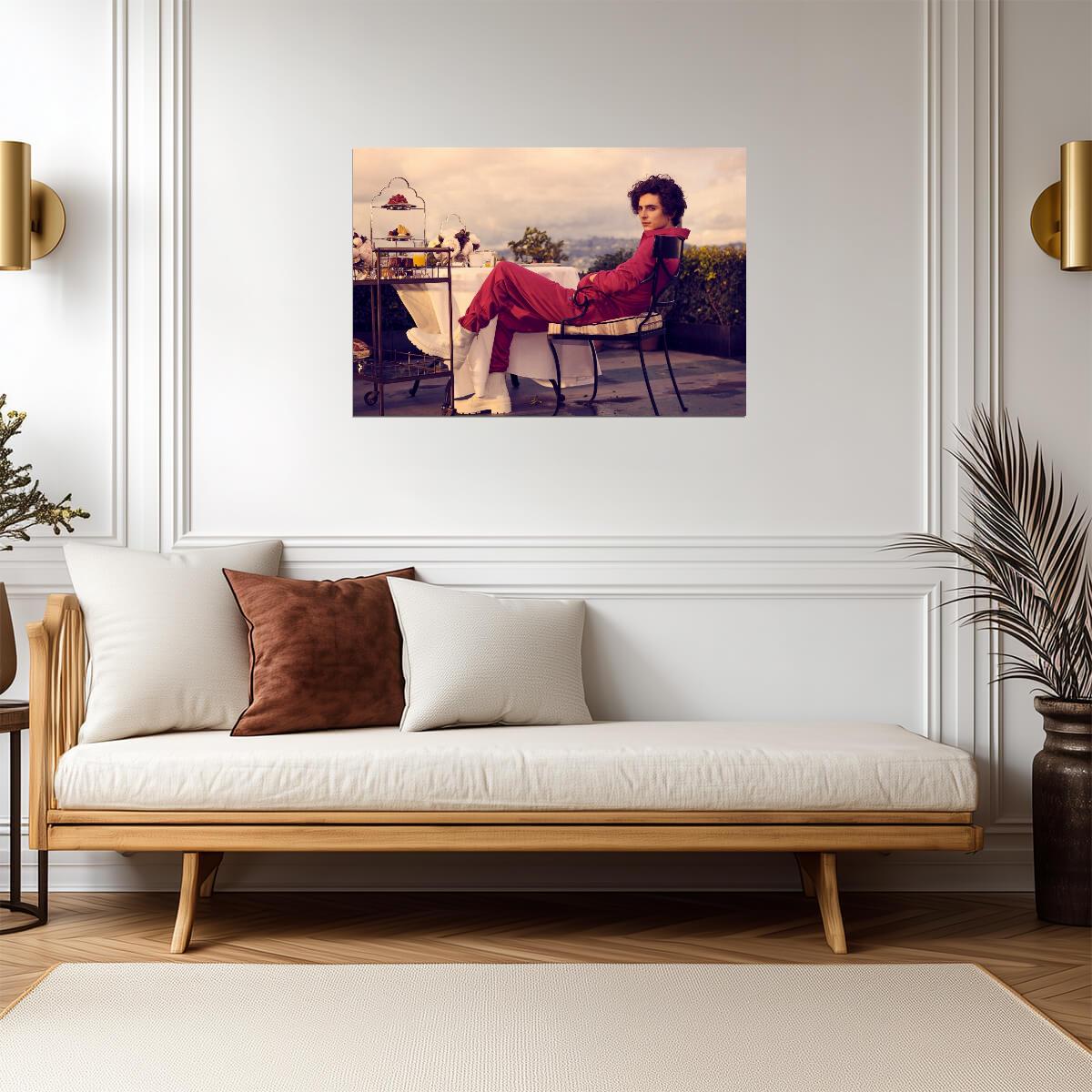Timothee Chalamet Fashion Photoshoot | Modern Actor Poster | Relaxed Rooftop Wall Art - Celebrities Poster