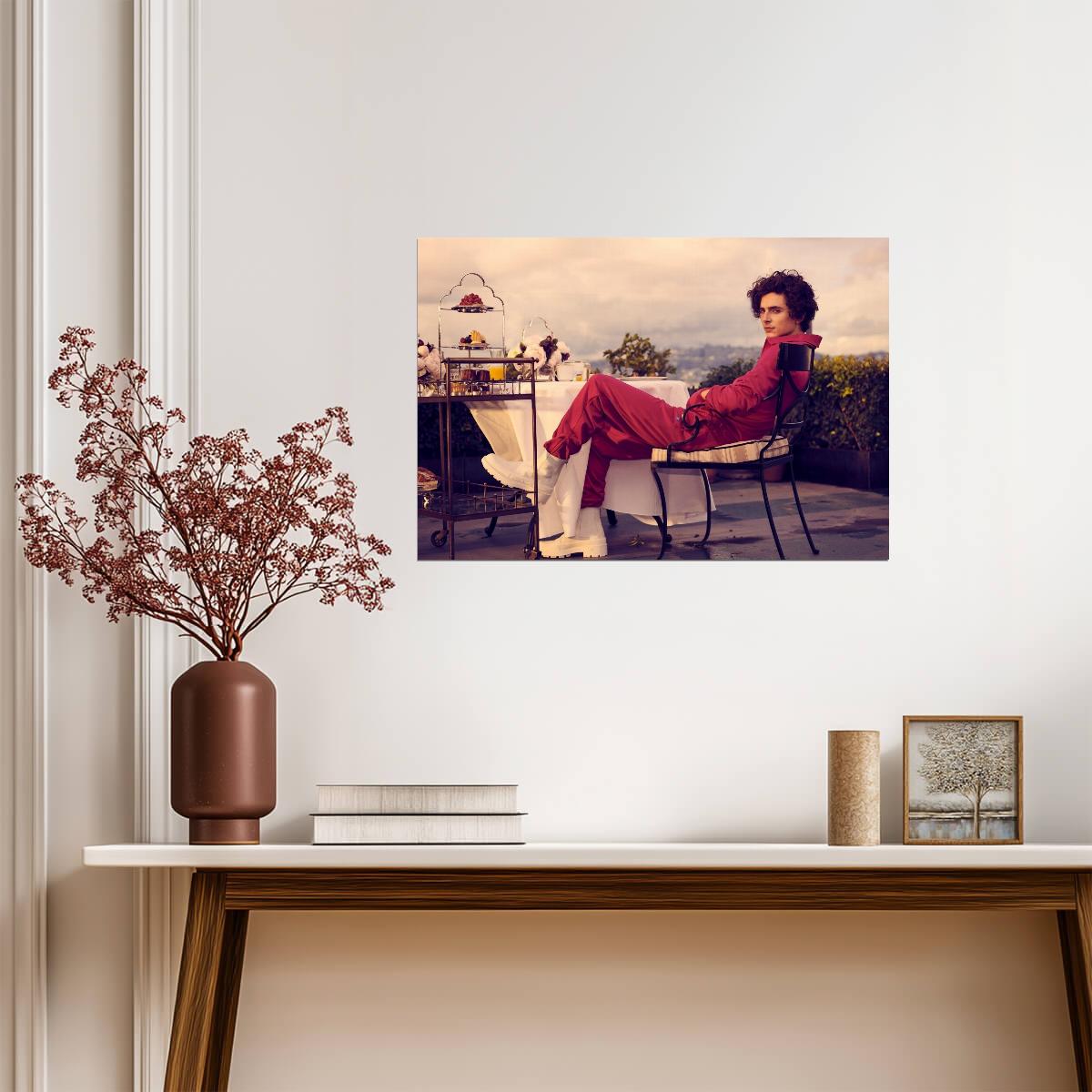 Timothee Chalamet Fashion Photoshoot | Modern Actor Poster | Relaxed Rooftop Wall Art - Celebrities Poster