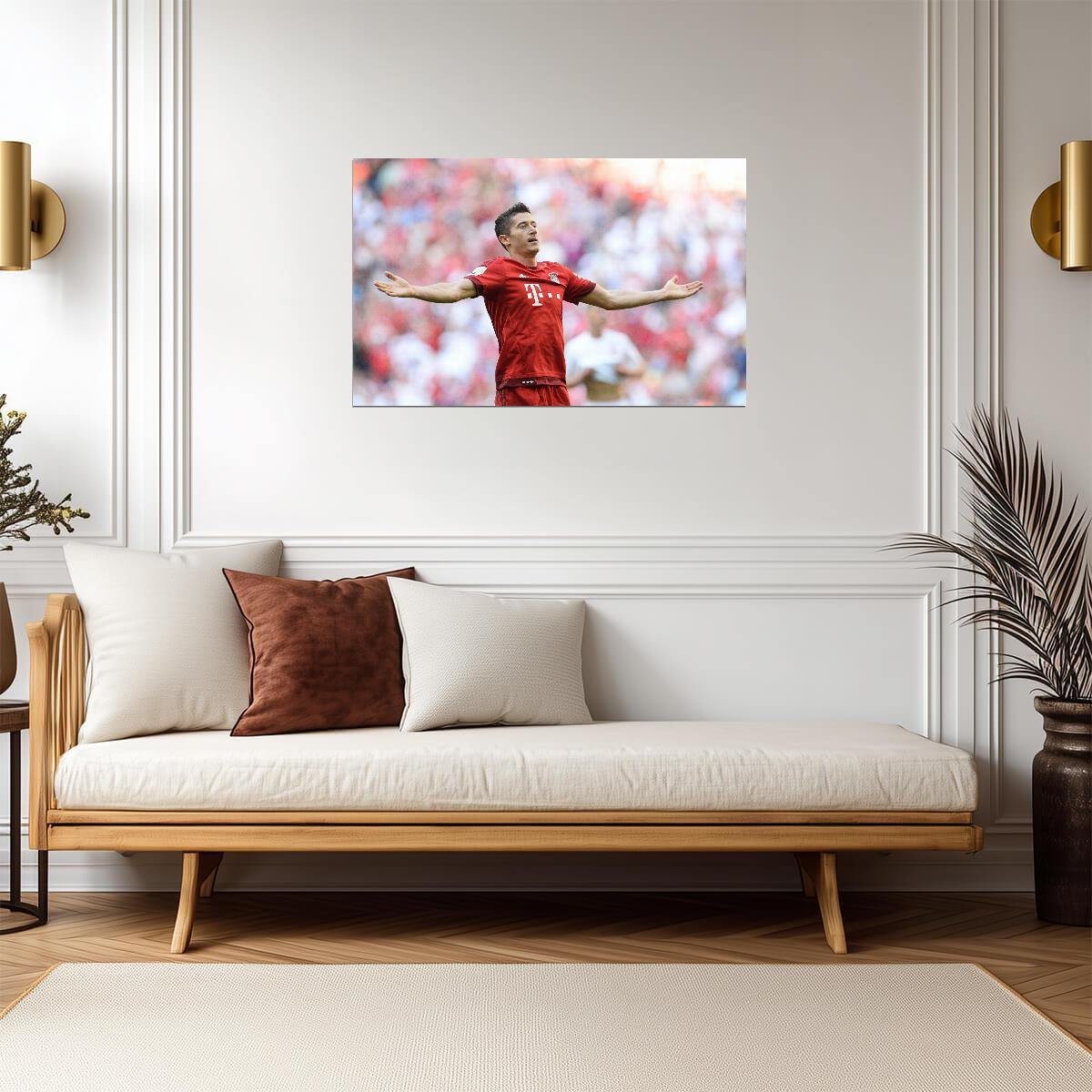 Robert Lewandowski Bayern Munich | Soccer Legend Poster | Goal Celebration Action Photo - Sports Poster