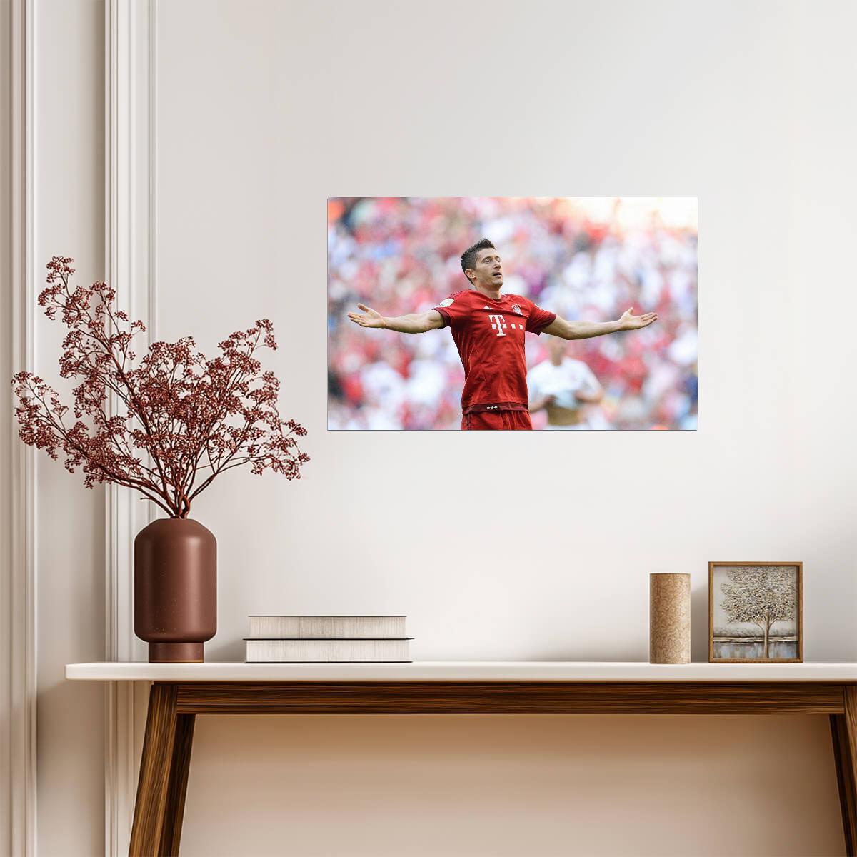 Robert Lewandowski Bayern Munich | Soccer Legend Poster | Goal Celebration Action Photo - Sports Poster