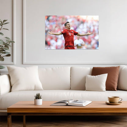 Robert Lewandowski Bayern Munich | Soccer Legend Poster | Goal Celebration Action Photo - Sports Poster