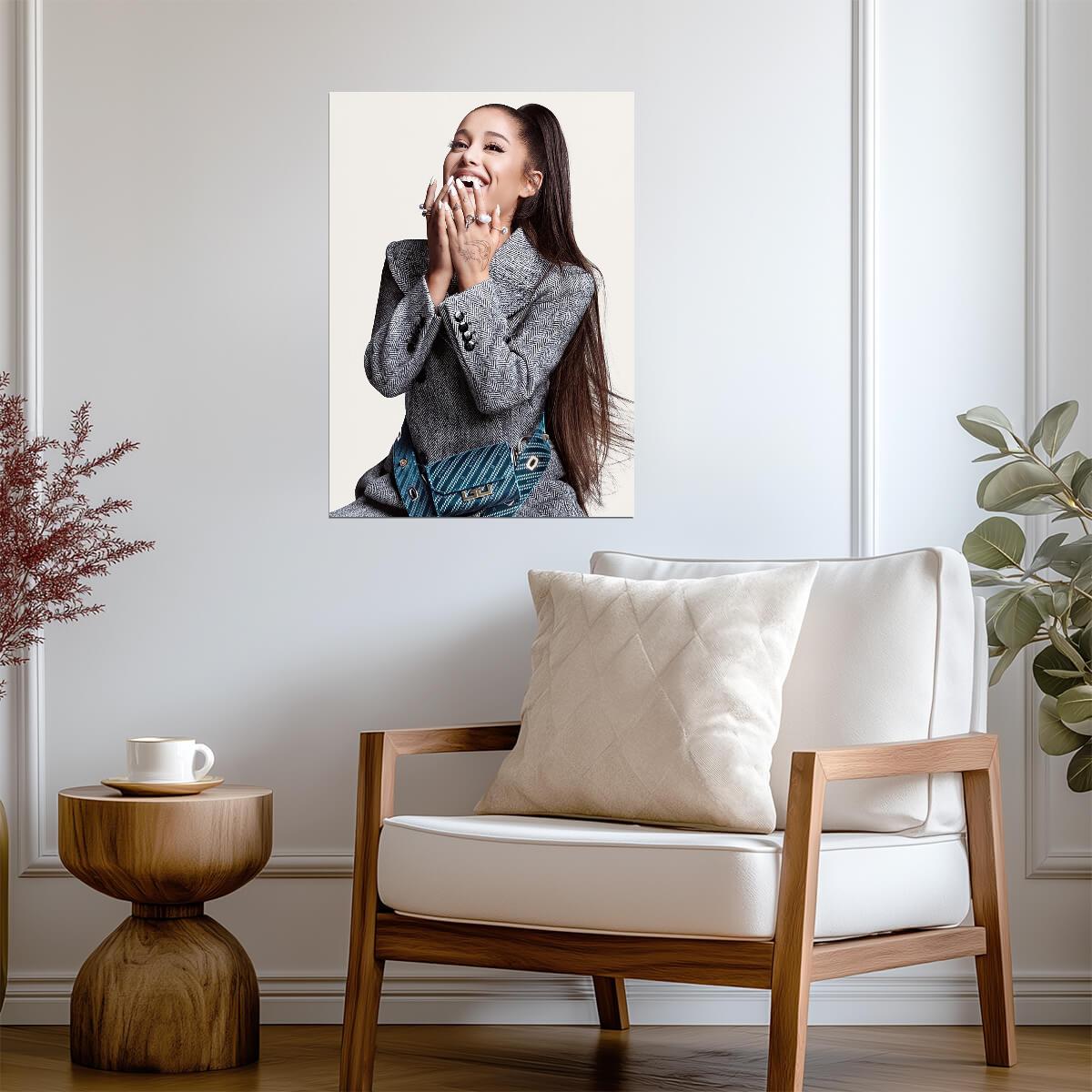 Ariana Grande Laughing Portrait | Givenchy Photoshoot Poster | Celebrity Fashion Art - Music Poster