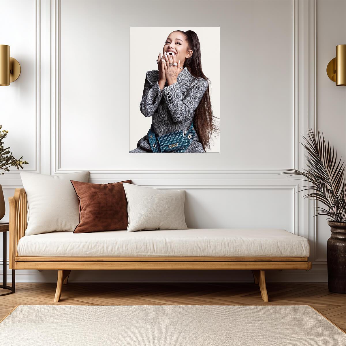 Ariana Grande Laughing Portrait | Givenchy Photoshoot Poster | Celebrity Fashion Art - Music Poster