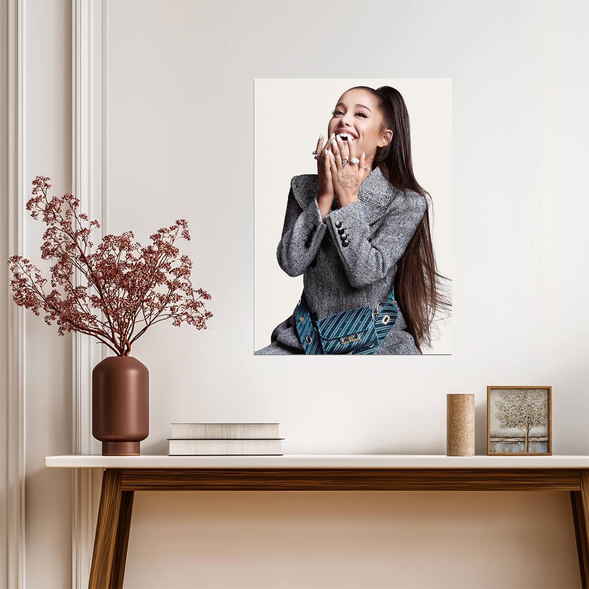 Ariana Grande Laughing Portrait | Givenchy Photoshoot Poster | Celebrity Fashion Art - Music Poster