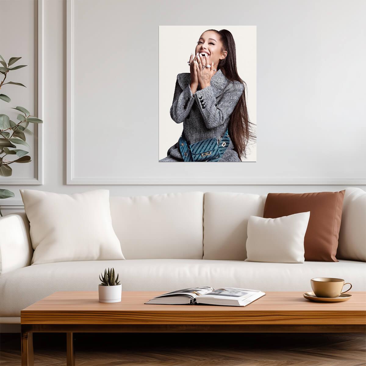 Ariana Grande Laughing Portrait | Givenchy Photoshoot Poster | Celebrity Fashion Art - Music Poster