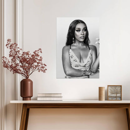 Doja Cat Black and White Portrait | Sequin Top Photoshoot Poster | Music Star Wall Art - Music Poster