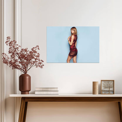Taylor Swift in Red Crochet Dress | Music Star Poster | Celebrity Photoshoot Art - Music Poster