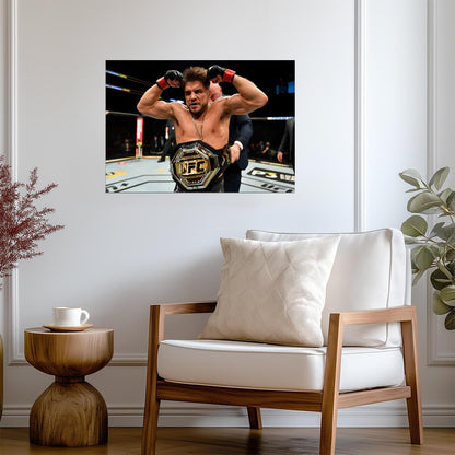 Henry Cejudo Flexing With Belt | UFC Poster | Triple C Champion Decor - Sports Poster