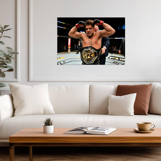 Henry Cejudo Flexing With Belt | UFC Poster | Triple C Champion Decor - Sports Poster