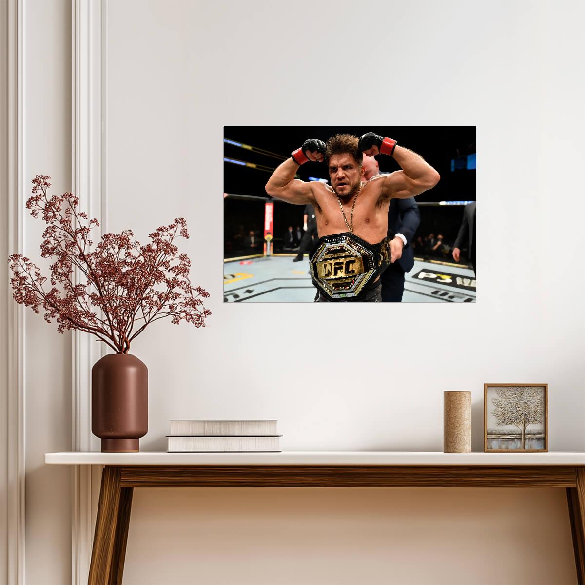 Henry Cejudo Flexing With Belt | UFC Poster | Triple C Champion Decor - Sports Poster