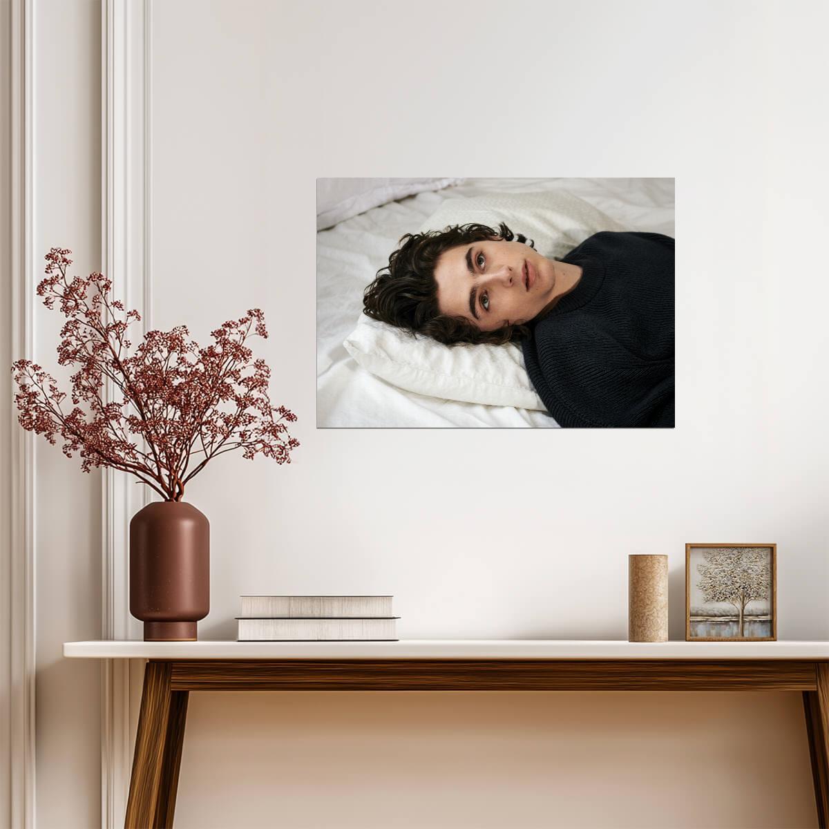 Timothee Chalamet Lying in Bed | Modern Actor Poster | Intimate Portrait Art - Celebrities Poster