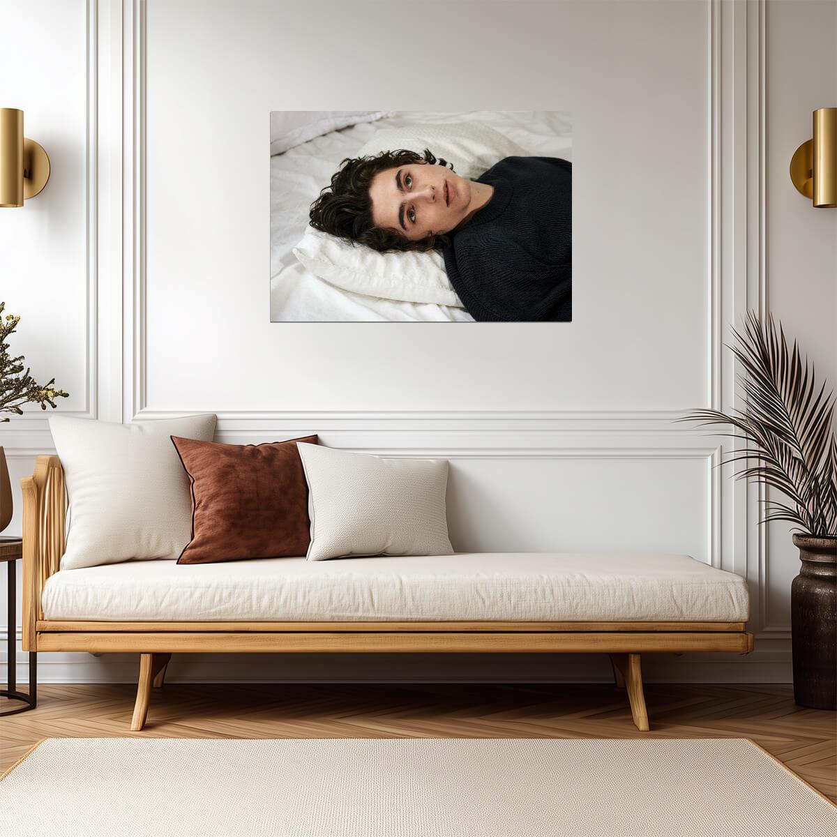 Timothee Chalamet Lying in Bed | Modern Actor Poster | Intimate Portrait Art - Celebrities Poster