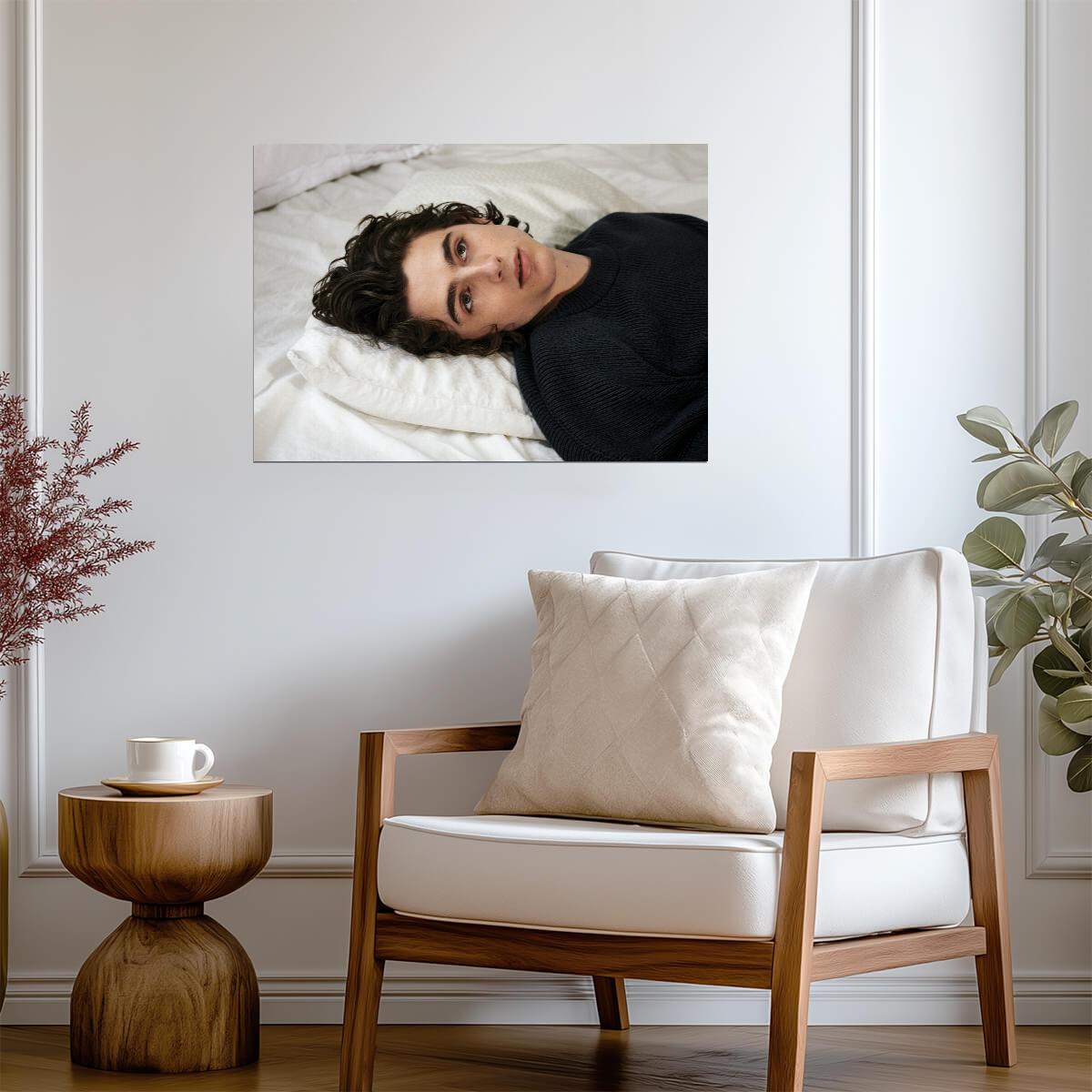 Timothee Chalamet Lying in Bed | Modern Actor Poster | Intimate Portrait Art - Celebrities Poster