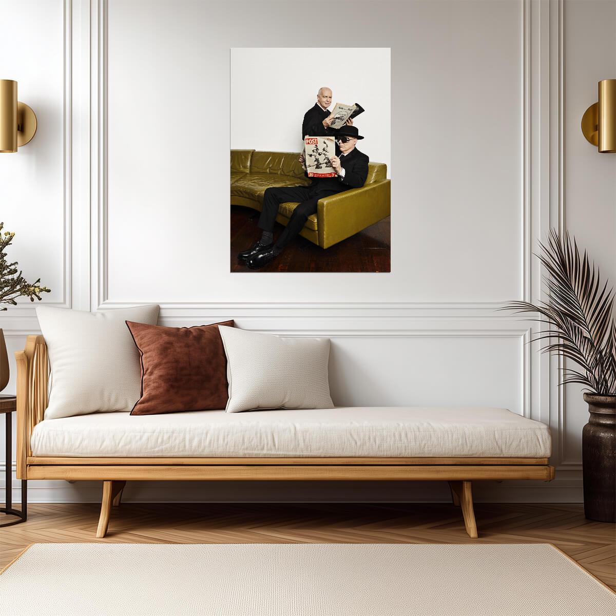 Pet Shop Boys Reading Magazines | Stylized Music Poster | Synth-Pop Legends Wall Art - Music Poster