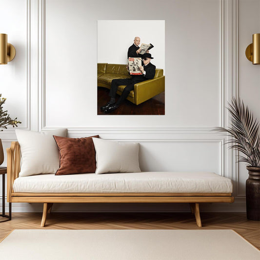 Pet Shop Boys Reading Magazines | Stylized Music Poster | Synth-Pop Legends Wall Art - Music Poster