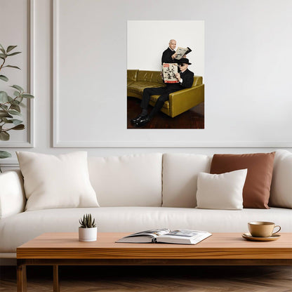 Pet Shop Boys Reading Magazines | Stylized Music Poster | Synth-Pop Legends Wall Art - Music Poster