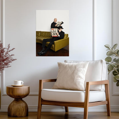 Pet Shop Boys Reading Magazines | Stylized Music Poster | Synth-Pop Legends Wall Art - Music Poster