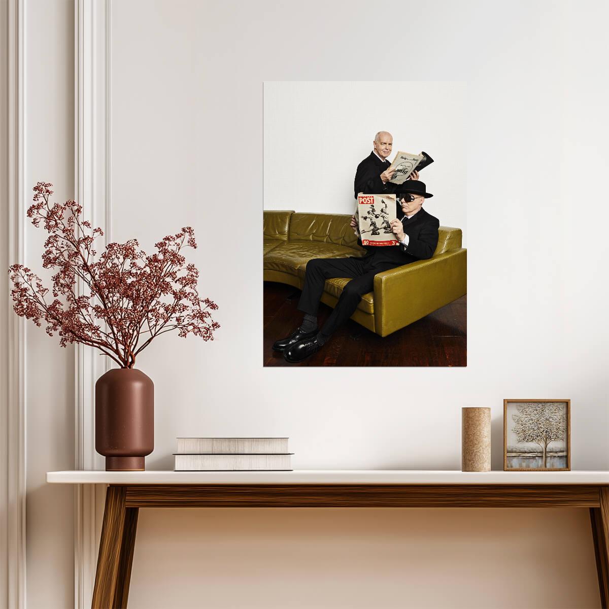 Pet Shop Boys Reading Magazines | Stylized Music Poster | Synth-Pop Legends Wall Art - Music Poster