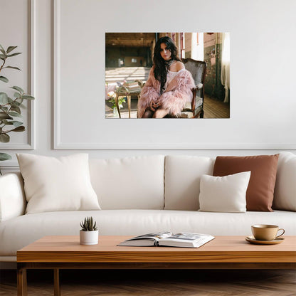 Camila Cabello Pink Fur Coat Photoshoot | Pop Music Poster | Stylish Celebrity Wall Art - Music Poster
