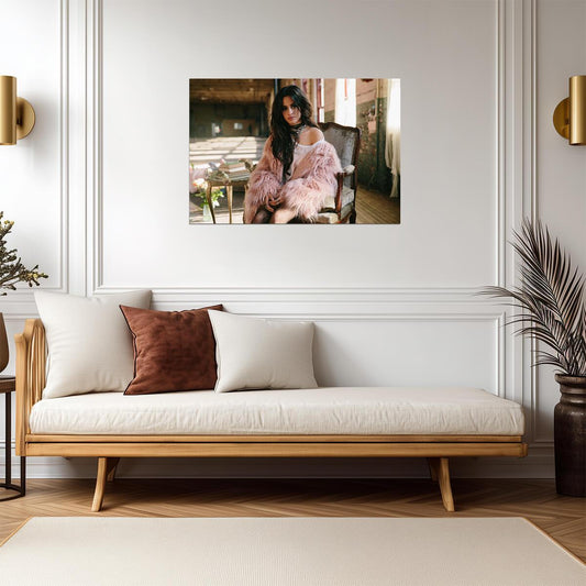 Camila Cabello Pink Fur Coat Photoshoot | Pop Music Poster | Stylish Celebrity Wall Art - Music Poster