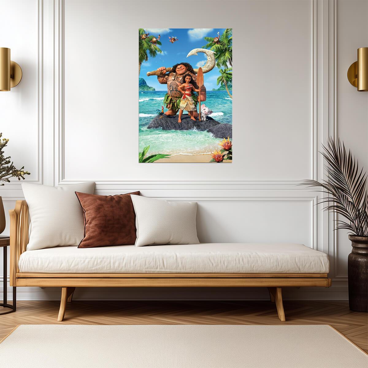 Moana and Friends on the Island | Animated Adventure Movie Poster | Kids Room Wall Art - Movies & TV Poster