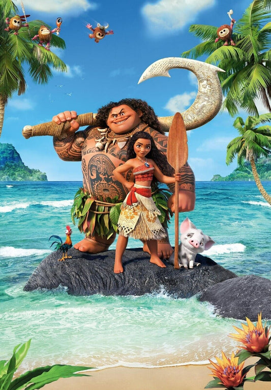 Moana and Friends on the Island | Animated Adventure Movie Poster | Kids Room Wall Art - Movies & TV Poster