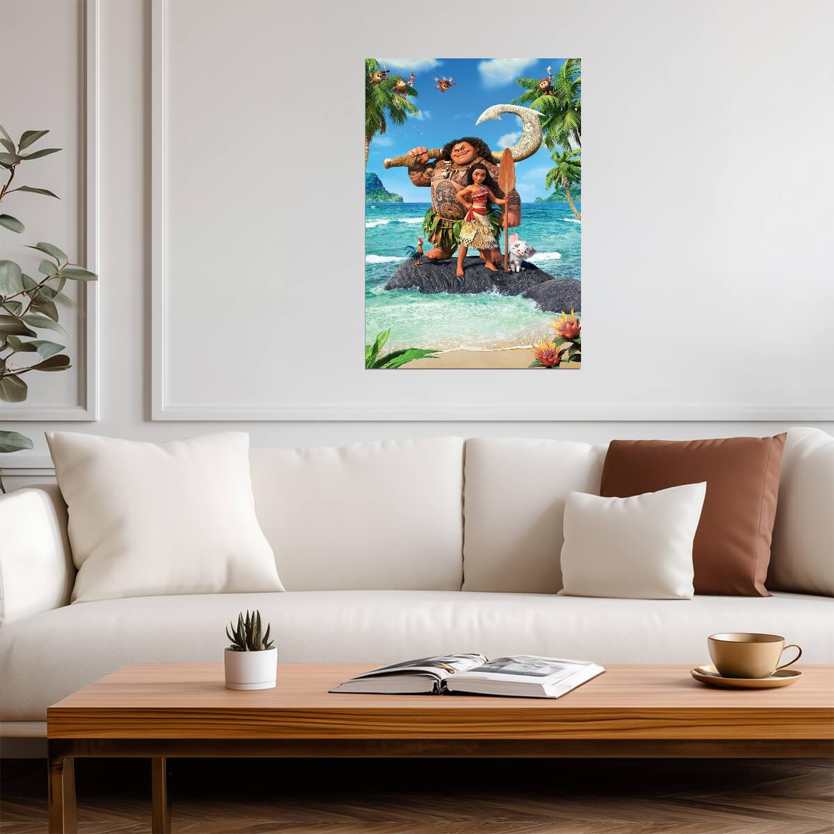 Moana and Friends on the Island | Animated Adventure Movie Poster | Kids Room Wall Art - Movies & TV Poster