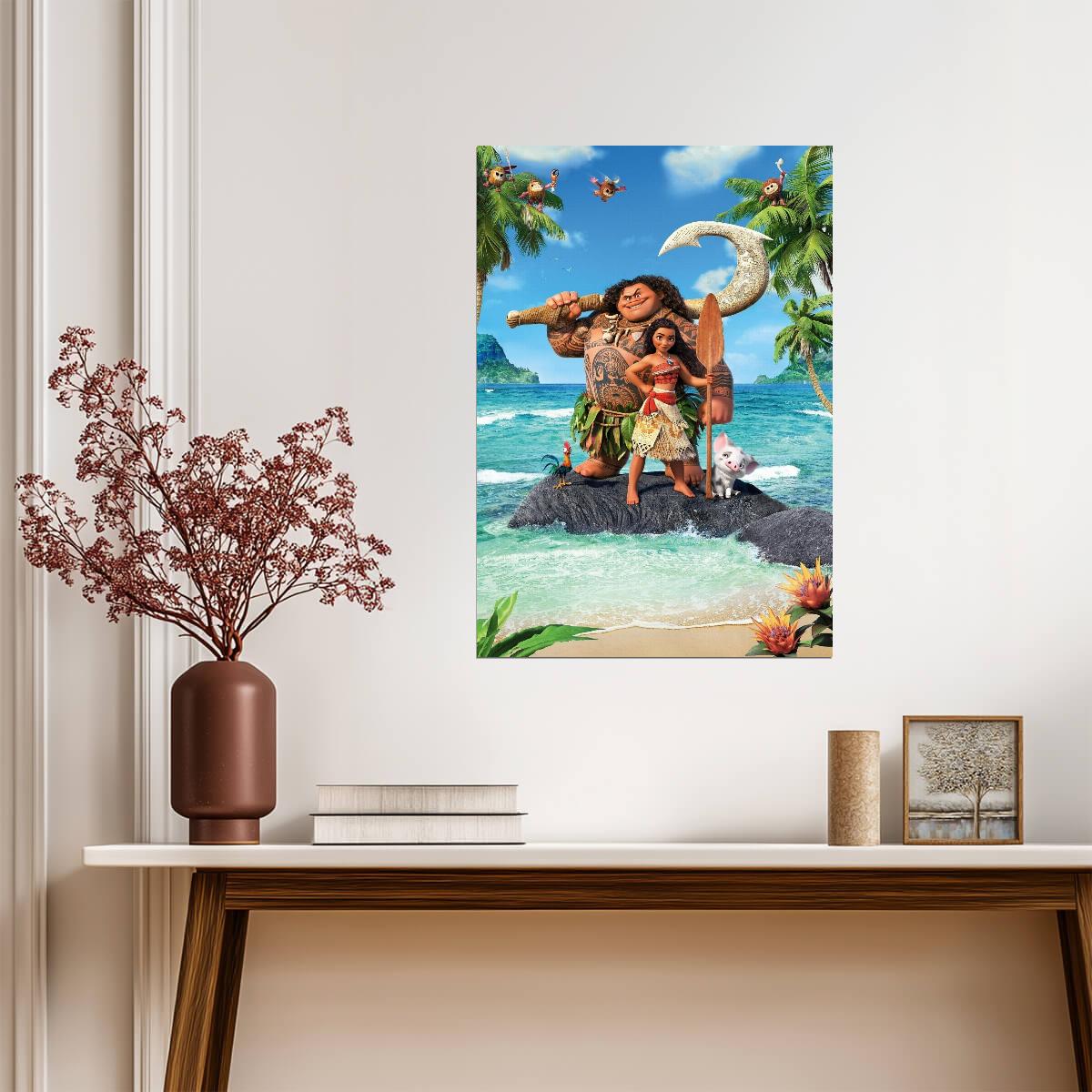 Moana and Friends on the Island | Animated Adventure Movie Poster | Kids Room Wall Art - Movies & TV Poster