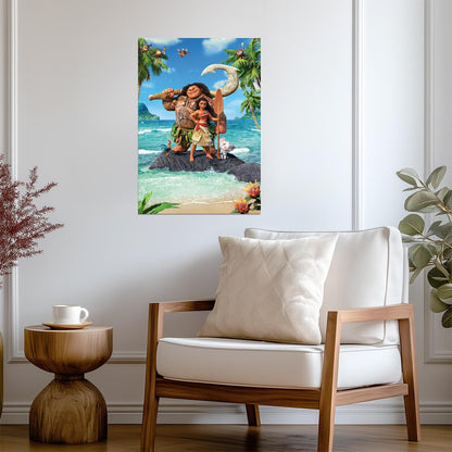 Moana and Friends on the Island | Animated Adventure Movie Poster | Kids Room Wall Art - Movies & TV Poster