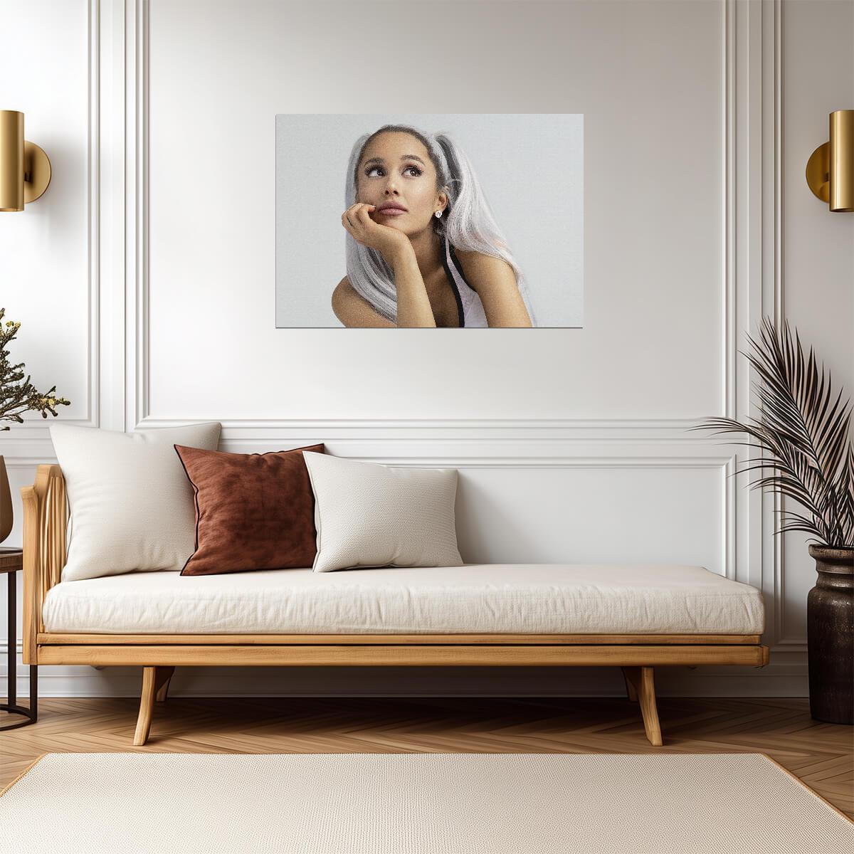 Ariana Grande Platinum Pigtails | Sweetener Era Close Up Poster | Music Star Portrait - Music Poster