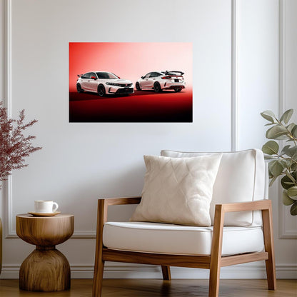 Honda Civic Type R (FL5) | White Hot Hatch Poster | JDM Performance Car Studio Shot - Cars Poster