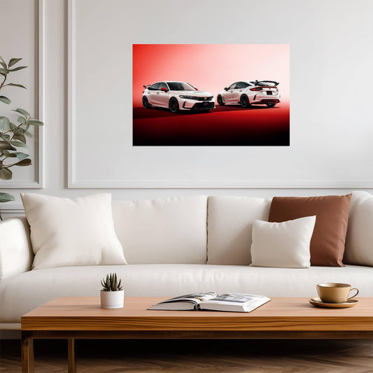 Honda Civic Type R (FL5) | White Hot Hatch Poster | JDM Performance Car Studio Shot - Cars Poster