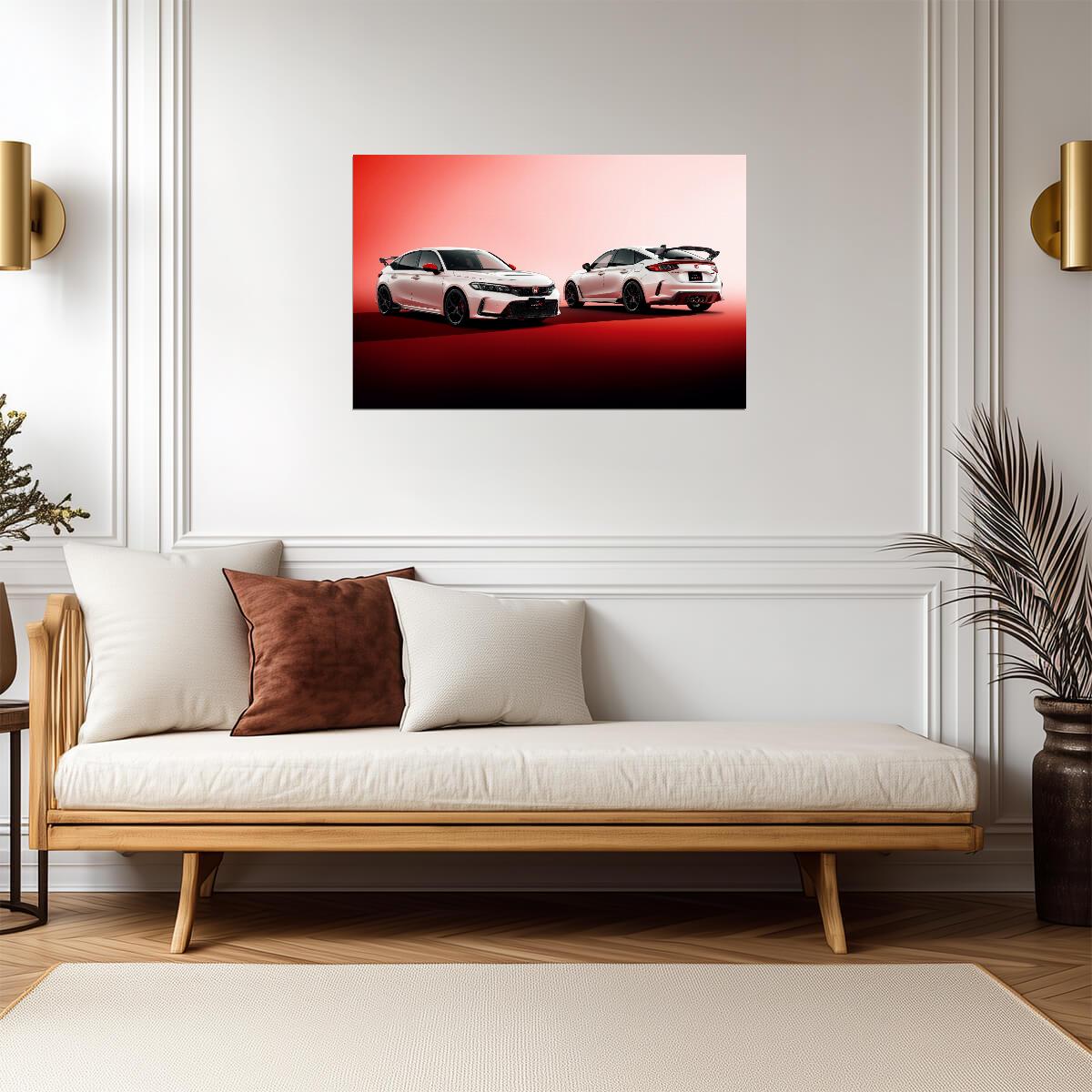 Honda Civic Type R (FL5) | White Hot Hatch Poster | JDM Performance Car Studio Shot - Cars Poster