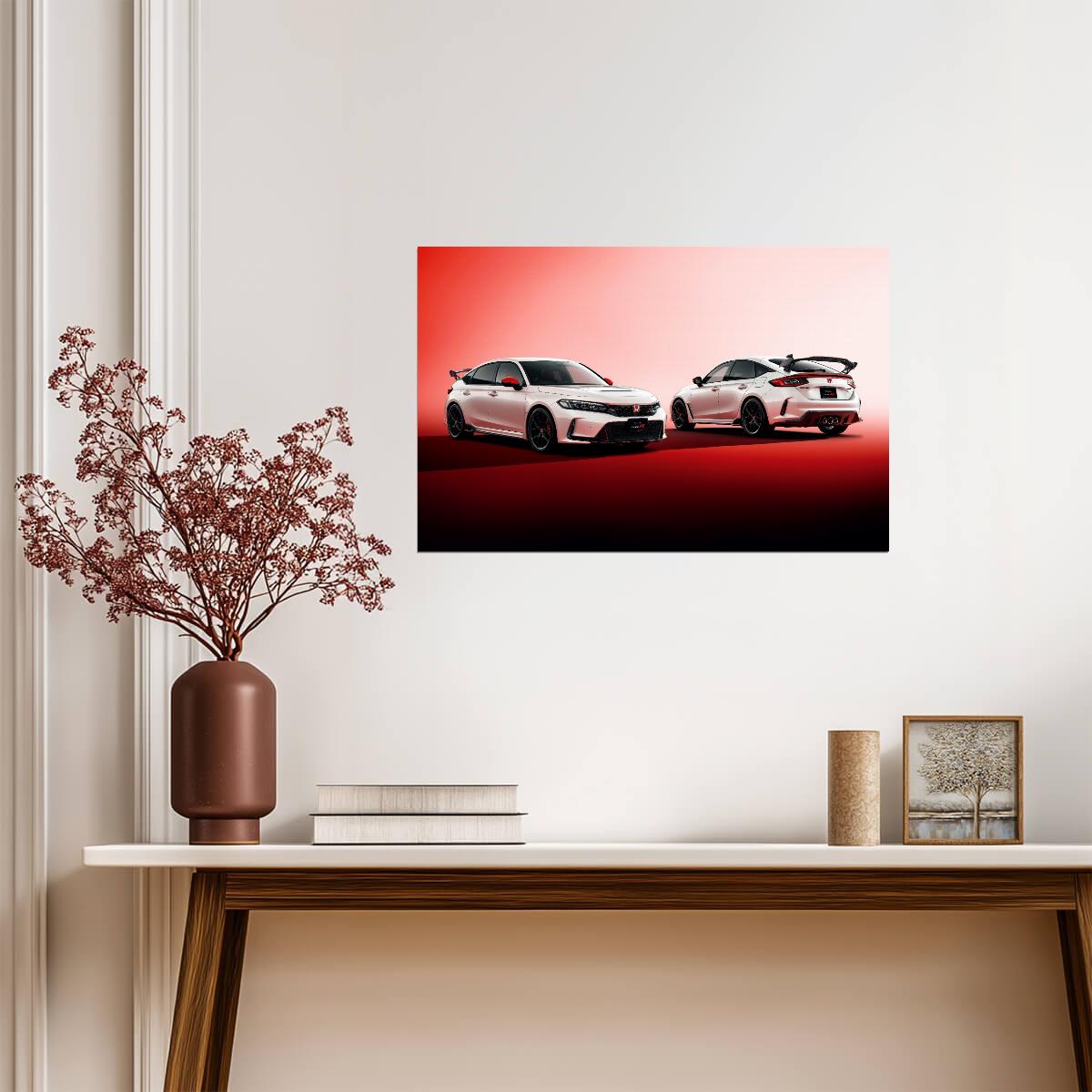 Honda Civic Type R (FL5) | White Hot Hatch Poster | JDM Performance Car Studio Shot - Cars Poster