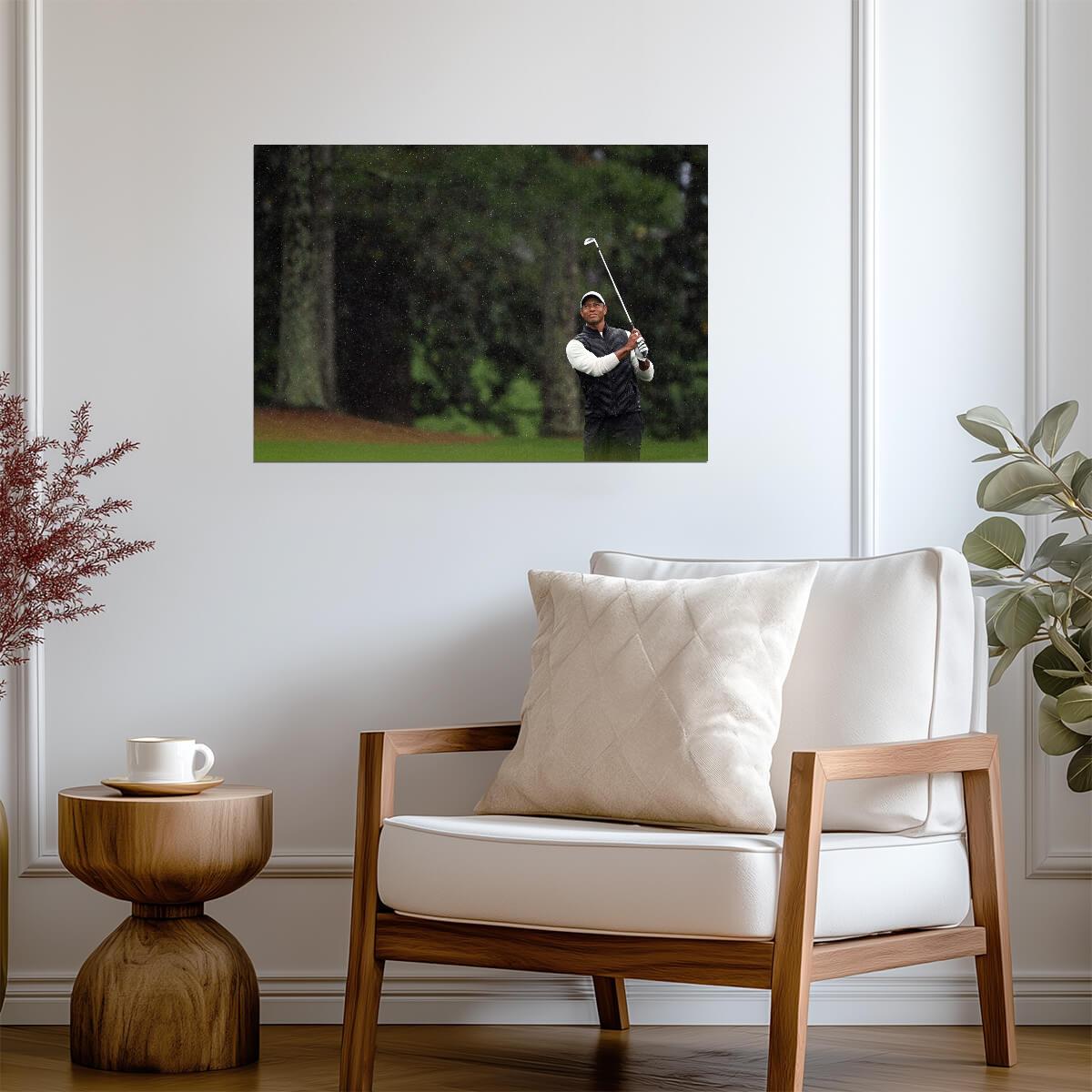 Tiger Woods Golf Swing in Rain | Golf Legend Poster | Sports Photography Art - Sports Poster