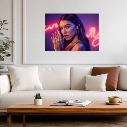 Madison Beer Neon Light Portrait | Modern Music Poster | Vibrant Pop Star Wall Art - Music Poster