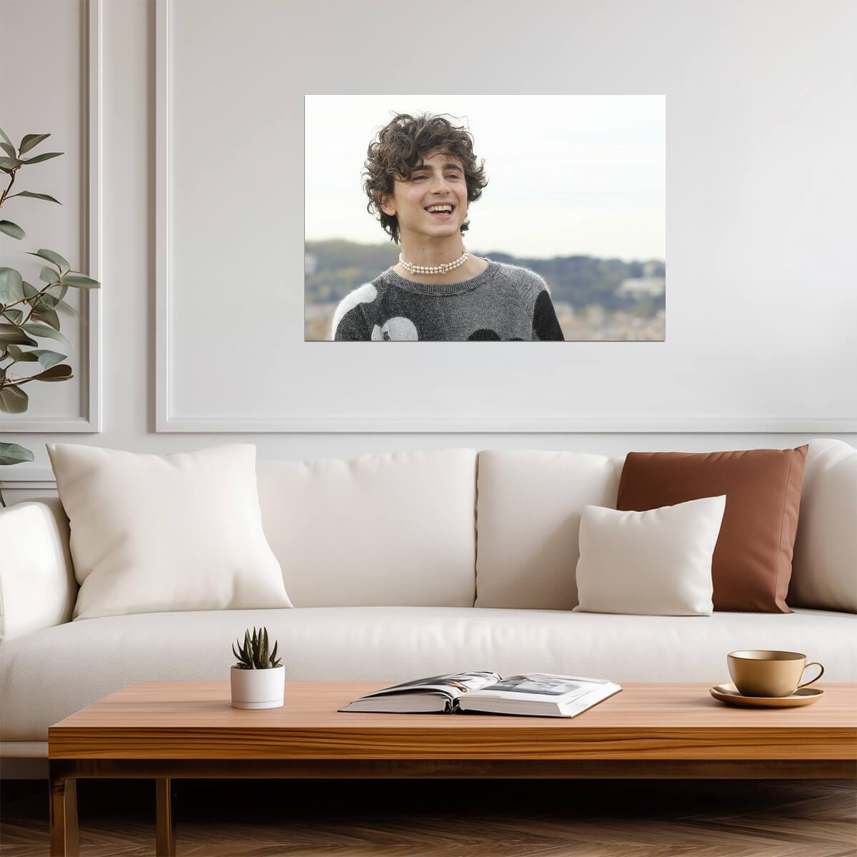 Timothee Chalamet Smiling Candid Photo | Modern Actor Poster | Celebrity Wall Art - Celebrities Poster