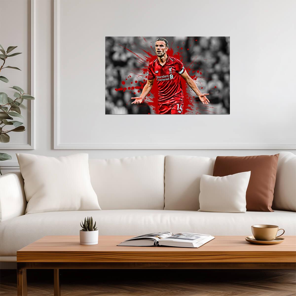 Jordan Henderson Liverpool FC Captain | Soccer Poster | Red Splatter Sports Art - Sports Poster