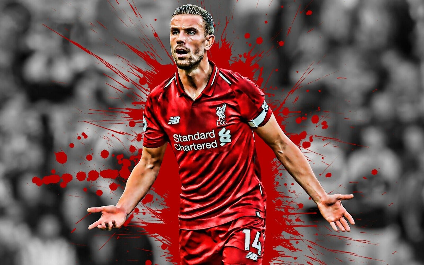 Jordan Henderson Liverpool FC Captain | Soccer Poster | Red Splatter Sports Art - Sports Poster