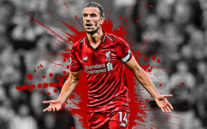 Jordan Henderson Liverpool FC Captain | Soccer Poster | Red Splatter Sports Art - Sports Poster