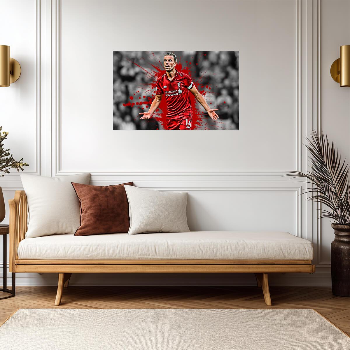 Jordan Henderson Liverpool FC Captain | Soccer Poster | Red Splatter Sports Art - Sports Poster