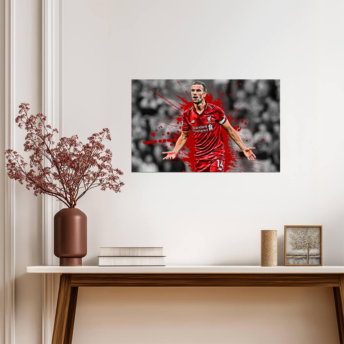 Jordan Henderson Liverpool FC Captain | Soccer Poster | Red Splatter Sports Art - Sports Poster