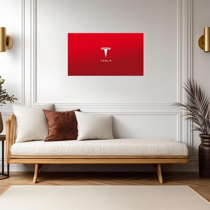 Tesla Logo and Wordmark | Minimalist Red Poster | Electric Vehicle Brand Art - Cars Poster
