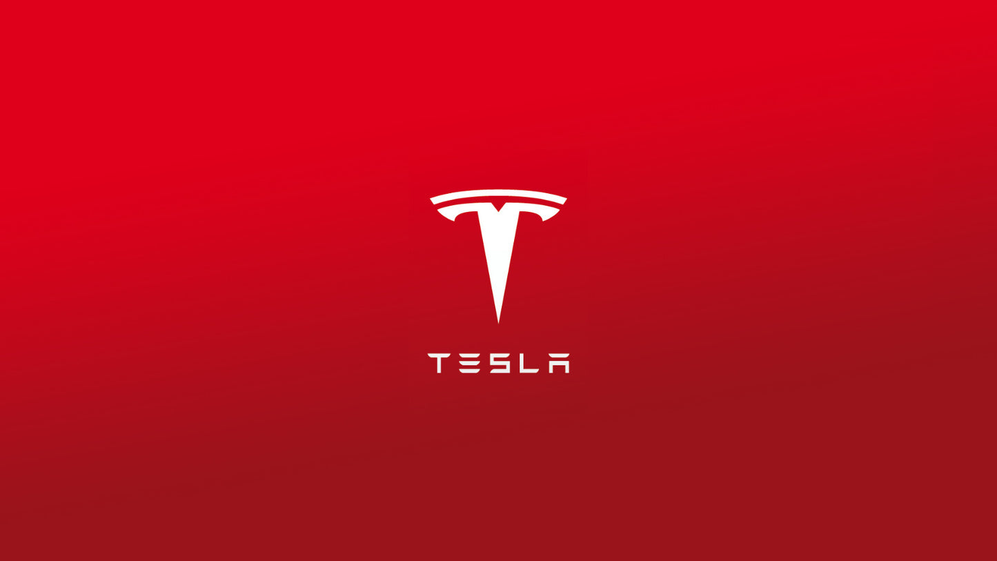 Tesla Logo and Wordmark | Minimalist Red Poster | Electric Vehicle Brand Art - Cars Poster
