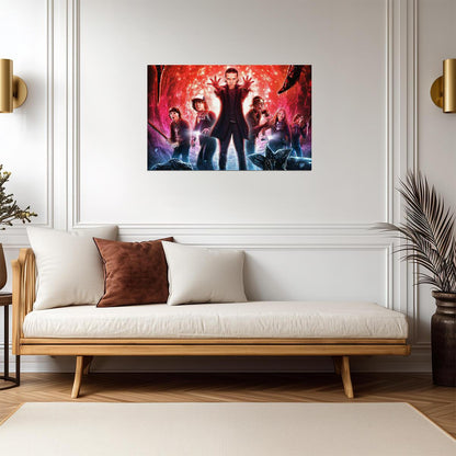 Stranger Things Cast in the Upside Down | Illustrated TV Show Poster | 80s Sci-Fi Horror Art - Movies & TV Poster