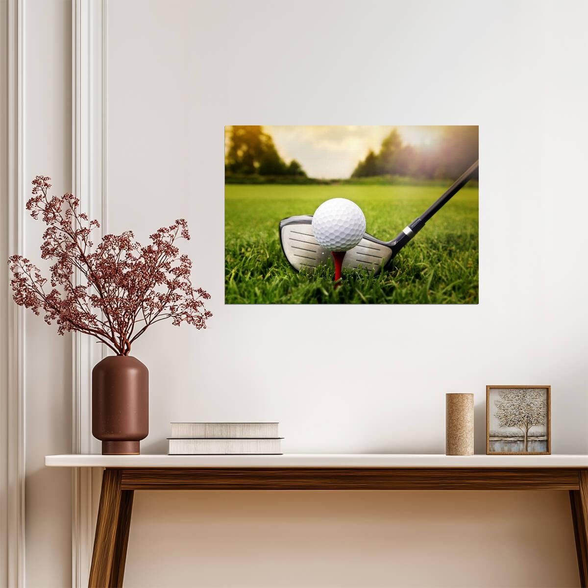 Golf Ball on Tee at Sunrise | Sports Photography Poster | Gift for Golfer - Sports Poster